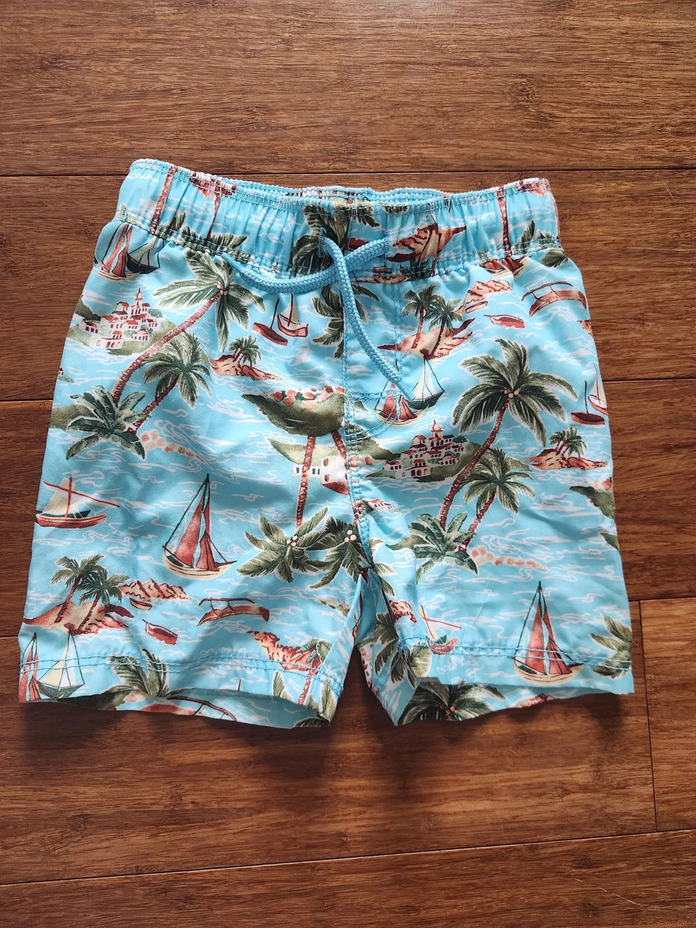 Old Navy Boys Tropical Print Swim Trunks In Light Blue, 2t
